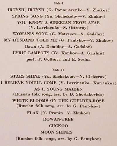 Omsk Russian Folk Chor: Same, Art Dir.Georgi Pantykov(1969), Melodia(C 01709-10), UDSSR, 1978 - LP - V1294 - 9,00 Euro