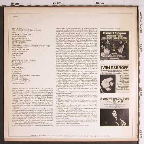 Rebroff,Ivan: Memories of Russia, Columbia(M 32503), US, 1974 - LP - V1309 - 6,00 Euro