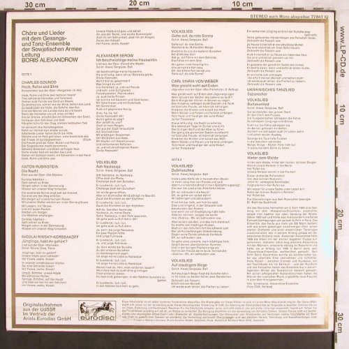 Alexandrov-Chor: Chöre und Lieder mit dem, Eurodisc(77 847 IU), D,  - LP - V1741 - 6,00 Euro