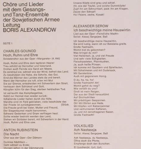 Alexandrov-Chor: Chöre und Lieder mit dem, Eurodisc(77 847 IU), D,  - LP - V1741 - 6,00 Euro