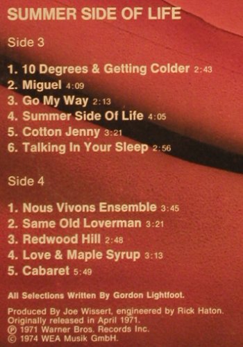 Lightfoot,Gordon: Don Quixote/Summer Side of Life,Foc, Reprise,wh.Muster(WB 64 022-O), D, 1974 - 2LP - V2061 - 9,00 Euro