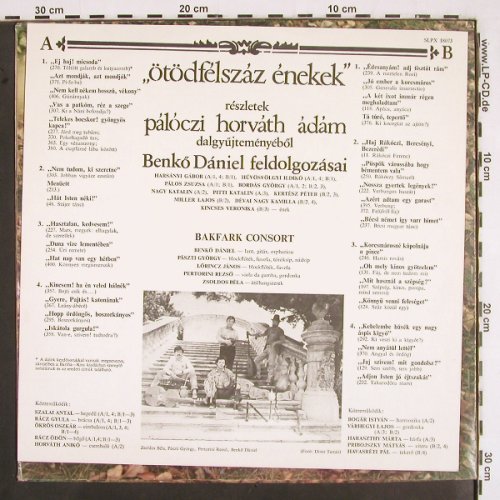 Bakfark Consort: ötödfelszaz enekek,Benko Daniel, Hungaroton(SLPX 18073), H, 1983 - LP - V2494 - 7,50 Euro