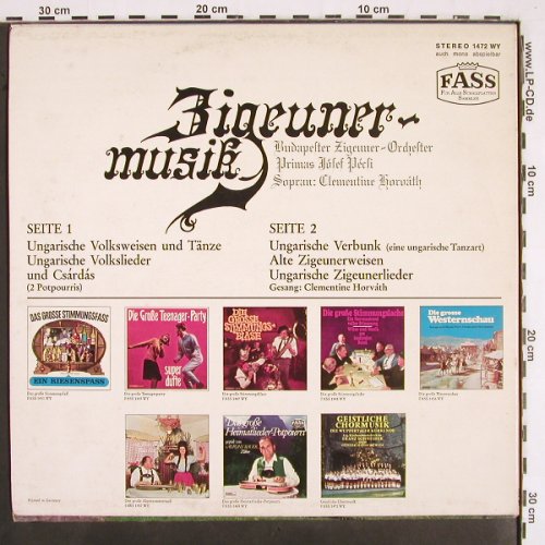 Budapester Zigeuner-Orchester: Zigeunermusik,Josef Pécsi, FASS(1472 WY), D, 1967 - LP - V2499 - 6,00 Euro
