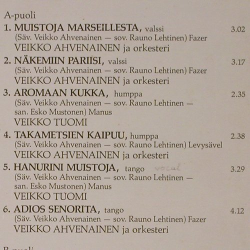 Avenainen,Veikko: Hanurini Muistoja, Finlandia(NEA-LP43), SF, 1979 - LP - V2725 - 9,00 Euro