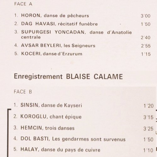 V.A.Musique Folklorique du Monde: Turquie -Enregist. Blaise Calame, Musidisk (30 CV 1108), F, vg+/m- Typ: LP Best.-Nr.: V2984 Preis: 5,00 Euro