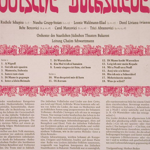 V.A.Jiddische Volkslieder: Ruchele Schapira,Nuscha Grupp-Stoia, Christophorus (SCGLPX 73 934), D,Booklet Typ: LP Best.-Nr.: V3083 Preis: 9,00 Euro