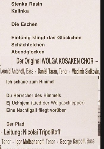 Original Wolga Kosaken Chor: Gesänge der Taiga,Nicol.Tripolitoff, Falcon (L-ST 7042), D Typ: LP Best.-Nr.: V3571 Preis: 6,00 Euro