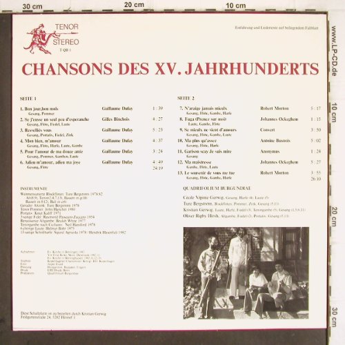 Quadrifolium Burgundiae: Chansons des XV.Jahrhunderts, Tenor(T QB 1), D, 1982 - LP - V617 - 14,00 Euro