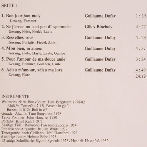 Quadrifolium Burgundiae: Chansons des XV.Jahrhunderts, Tenor(T QB 1), D, 1982 - LP - V617 - 14,00 Euro