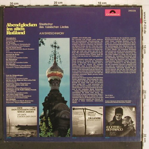 Staatschor des russischen Liedes: Abendglocken im alten Rußland(1958), Polydor(249 229), D,  - LP - V665 - 6,00 Euro