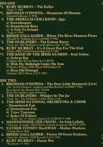 V.A.The Sound of Ireland: Ruby Murray...Feis Eireann, Music for Pleasure(DL 1125), UK, 1988 - 2LP - X2722 - 5,00 Euro
