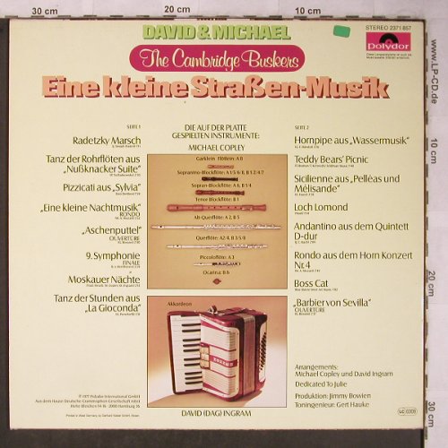 David & Michael-CambridgeBuskers: Eine kleine Straßen-Musik, Polydor(2371 857), D, 1977 - LP - X5434 - 5,50 Euro