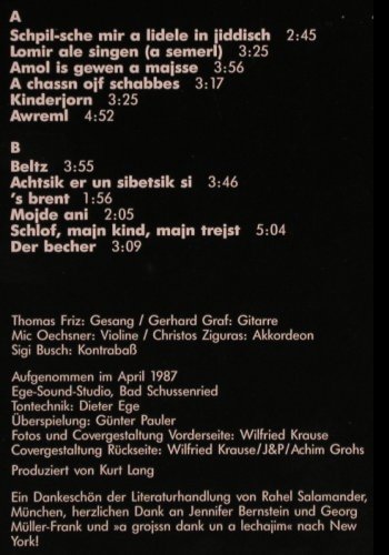 Friz,Thomas: Jiddische Lieder, J&P(33.14001), D, 1987 - LP - Y1928 - 8,00 Euro