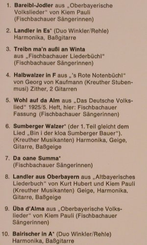 Fischbachauer Sängerin/KreutherMusi: Oberbayrische Lieder und Landler, (Privat Press.)(HW 1001), D,  - LP - Y2323 - 9,00 Euro