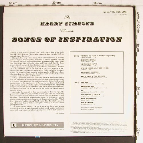 Simeone,Harry - Chorale: Songs of Inspiration, Mercury(125 953 MCL), NL, Mono,  - LP - Y2883 - 7,50 Euro