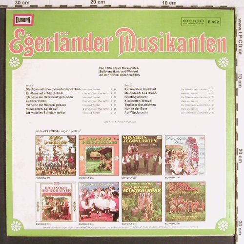 Egerländer Musikanten: Same, Falkenauer Musik,Anton Vradek, Europa(E 422), D,  - LP - Y3281 - 6,00 Euro