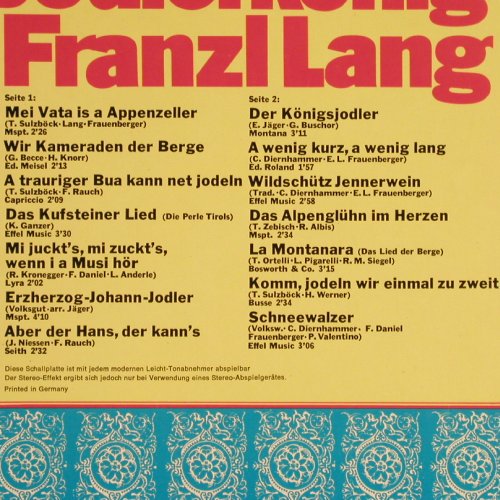Lang,Franzl: Jodler-König, Philips Club Ed.(61 531), D,  - LP - Y3337 - 6,00 Euro