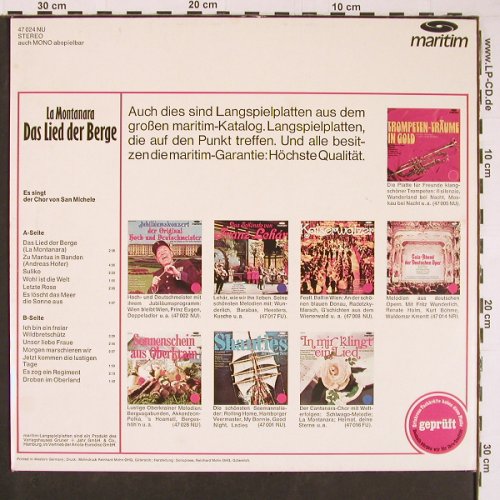 La Montanara: Das Lied der Berge, Maritim(47 024), D,  - LP - Y359 - 5,00 Euro