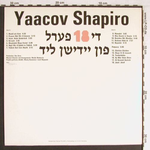 Shapiro,Yaacov: The 18 Pearls of Yiddish Songs, Poljazz(PSJ-215), PL, 1989 - LP - Y3601 - 7,50 Euro