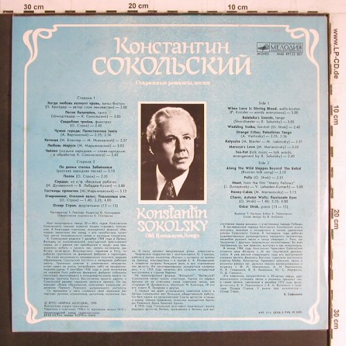 Sokolsky,Konstantin: Old Romances, Songs'1930 - Mono, Melodia(M60 49123 007), UDSSR, 1990 - LP - Y3970 - 7,50 Euro