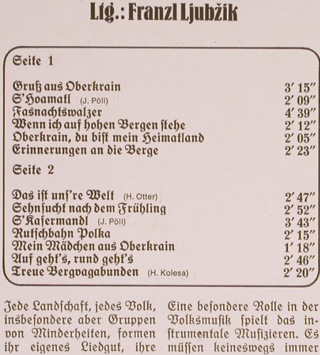 Oberkrainer Buam: spielen d.schön.Weisen ihrer Heimat, tt Rec(HSP 921), D,  - LP - Y5421 - 6,00 Euro