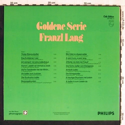 Lang,Franzl: Goldene Serie, Club Edition, Philips(38 695 3), D, 1979 - LP - Y5898 - 5,00 Euro