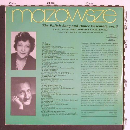 Polish Song & Dance Ensemble: Vol.3 - Mazowsze (1965), Muza(SX 0143), PL,  - LP - Y6533 - 6,00 Euro