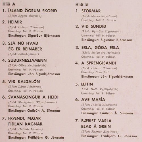 Karlakor Reykjavikur: Sigvalda Kaldalons, SG-hljmplötur(SG-032), Island, 1970 - LP - Y7632 - 9,00 Euro