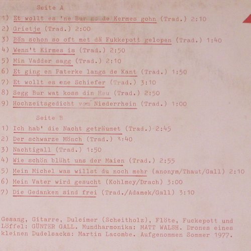 Gall,Günter: Volkslieder und so, Autogram(ALLP-213), D, 1977 - LP - Y7966 - 9,00 Euro