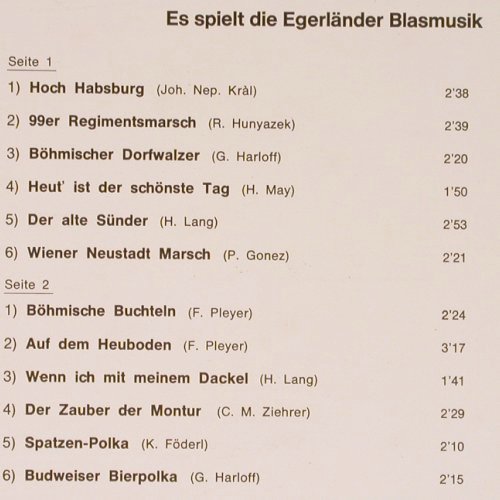 Egerländer Blasmusik: Goldner Klang vom Egerland (instr.), Hippo(31009), D,  - LP - Y8994 - 5,00 Euro