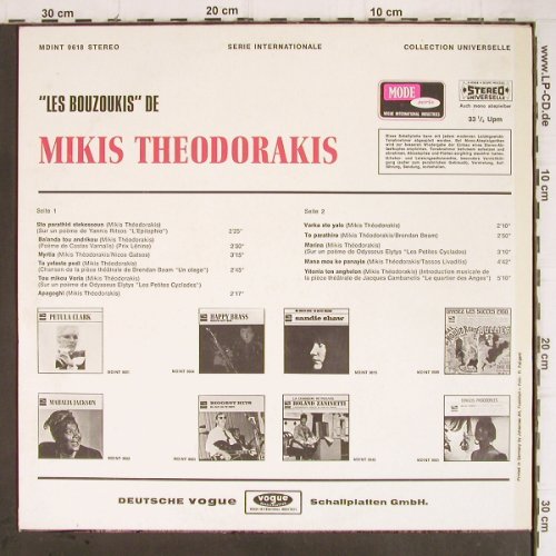 Les Bouzoukis: Mikis Theodorakis, Mode/Vogue(MDINT 9618), D, 1967 - LP - Y9174 - 7,50 Euro