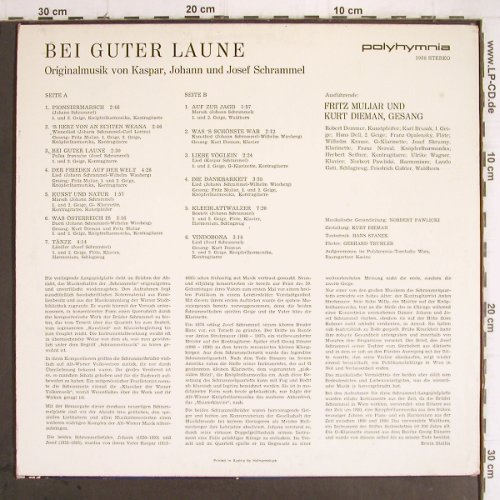 Muliar,Fritz und Kurt Dieman: Bei guter Laune (3*Schrammel), Polyhymnia(1988), A, m-/vg+,  - LP - Y9614 - 7,50 Euro