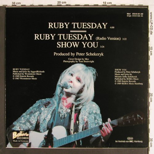 Melanie: Ruby Tuesday,sp.mx89/radio/Show you, Baierle Records (572 61 011 AD), D, 1989 Typ: 12" Best.-Nr.: Y9877 Preis: 1,00 Euro