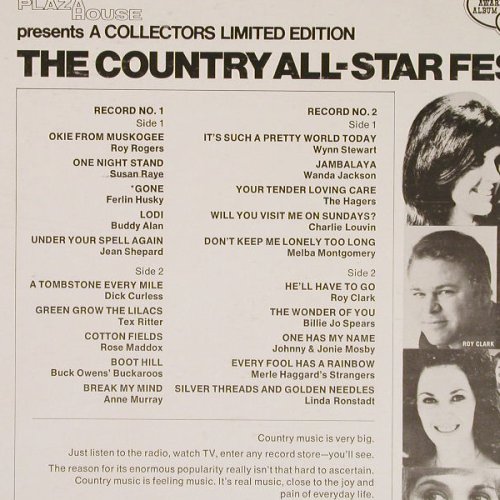 V.A.The Country All-Star Festival: Roy Rogers...Linda Ronstad, 20 Tr., Capitol(SLB-6721), US,  - 2LP - E4236 - 7,50 Euro