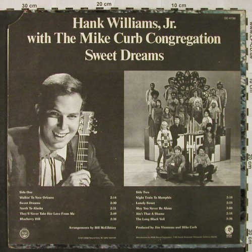 Williams Jr.,Hank w Mike Curb Congr: Sweet Dreams, CO, vg+/vg+, MGM(SE-4798), US,  - LP - H4821 - 6,00 Euro