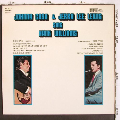 Cash,Johnny & Jerry Lee Lewis: sing Hank Williams, Bellaphon (BI 1572), D, Mono, 1971 Typ: LP Best.-Nr.: V1152 Preis: 9,00 Euro