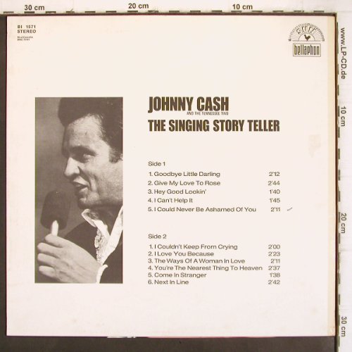 Cash,Johnny and the Tennessee Two: The Singing Story Teller'69, Bellaphon (BI 1571), D, Ri, 1973 Typ: LP Best.-Nr.: V1153 Preis: 7,50 Euro