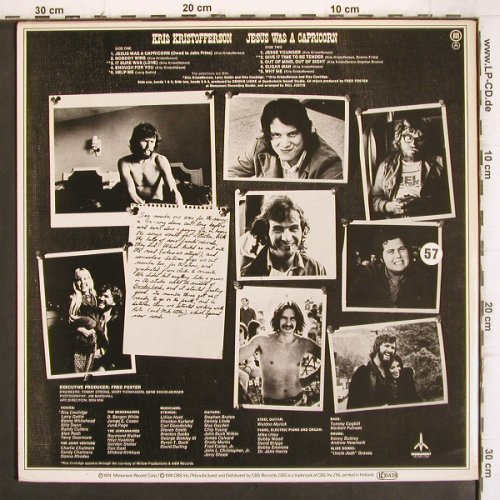 Kristofferson,Kris: Jesus was a Capricorn, Foc, Monument (MNT 65391), NL, 1974 Typ: LP Best.-Nr.: V1156 Preis: 7,50 Euro