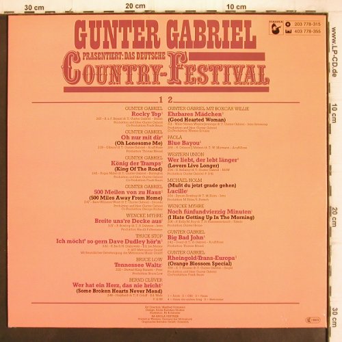 Gabriel,Gunter: Das deutsche Country Festival(V.A.), Ariola (203 778-315), D, 1981 Typ: LP Best.-Nr.: V1161 Preis: 6,00 Euro