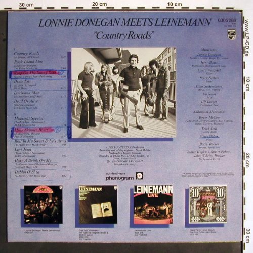Donegan,Lonnie meets Leinemann: Country Roads, WOC, WOL, Philips (6305 288), D, 1976 Typ: LP Best.-Nr.: V1616 Preis: 7,50 Euro