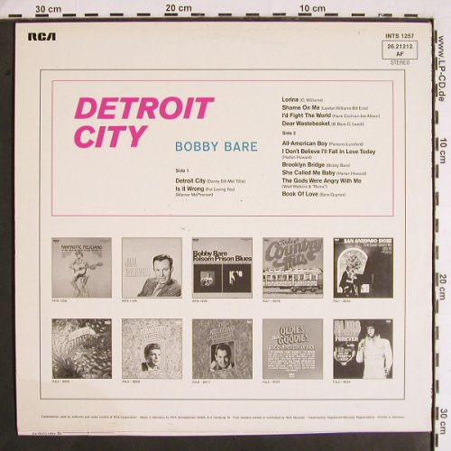 Bare,Bobby: Detroit City, RCA International (26.21212 AF), D Typ: LP Best.-Nr.: V1976 Preis: 6,00 Euro