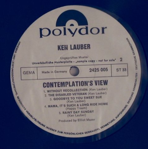 Lauber,Ken: Contemplation's view, m-/No Cover, Polydor Musterplatte(2425 005), D, 1970 - LP - X6898 - 95,00 Euro