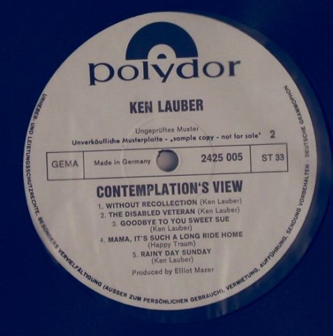 Lauber,Ken: Contemplation's view, m-/No Cover, Polydor Musterplatte (2425 005), D, 1970 Typ: LP Best.-Nr.: X6898 Preis: 95,00 Euro