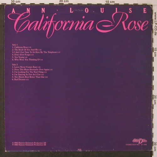 Ann Louise: California Rose, Glen Disc(HGP 3023), S, 1982 - LP - X7112 - 5,00 Euro