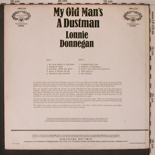 Donegan,Lonnie: My Old Man's A Dustman, Hallmark (HMA 204), US/UK Typ: LP Best.-Nr.: X7773 Preis: 9,00 Euro
