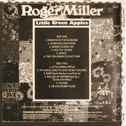 Miller,Roger: Little Green Apples, Contour(CN 2013), UK,  - LP - X9230 - 7,50 Euro