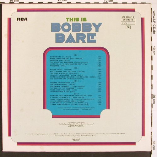 Bare,Bobby: This Is..,Foc, RCA (26.28046), D, 1973 Typ: 2LP Best.-Nr.: X9302 Preis: 9,00 Euro