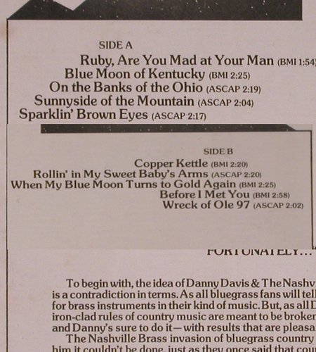 Davis,Danny & Nashville Brass: Bluegrass Country, Quadra Disc (APD1-0565), US, 1974 Typ: LP Best.-Nr.: Y1488 Preis: 7,50 Euro