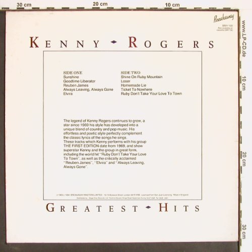 Rogers,Kenny: Greatest Hits (1969), Breakaway(BMY 100), UK, 1984 - LP - Y2462 - 6,00 Euro