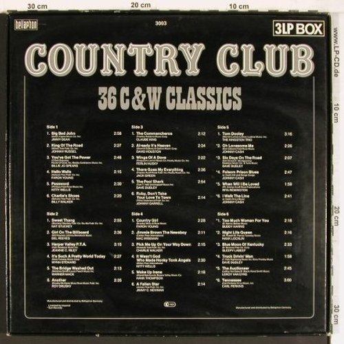 V.A.Country Club: Jimmy Dean ... Carl Perkins, Box, Bellaphon(3003), D, 1985 - 3LP - Y5056 - 7,50 Euro